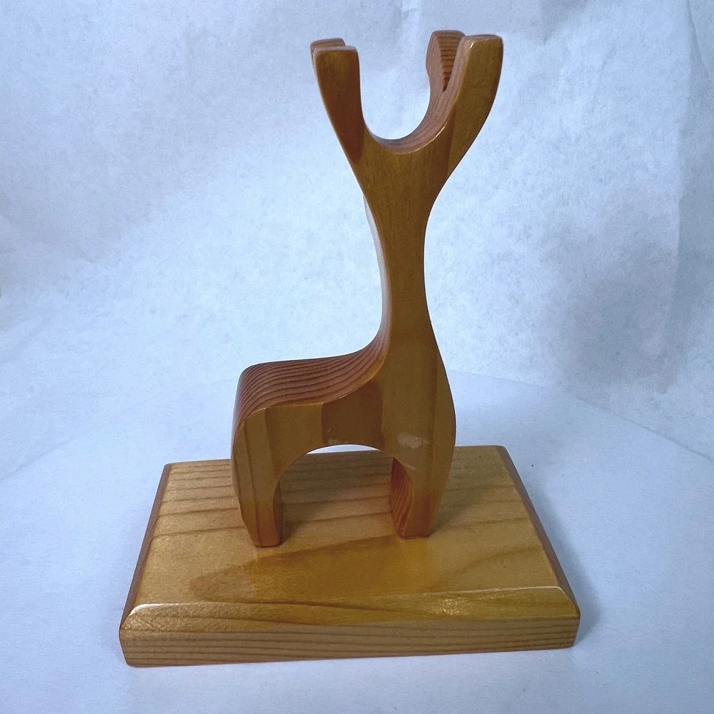 Handcrafted Vtg Wooden Deer Reindeer Signed Glenn D. Wagner MCM‎ Sculpture Cabin
